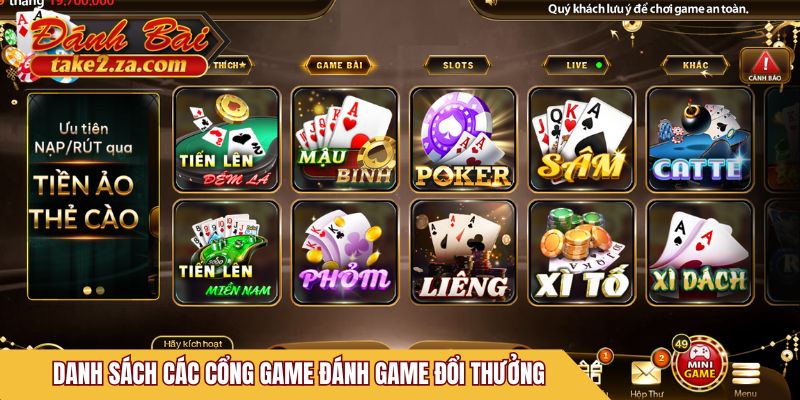 Danh sách các cổng game đánh game đổi thưởng trên thị trường
