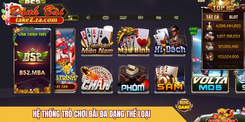 Hệ thống trò chơi bài đa dạng thể loại