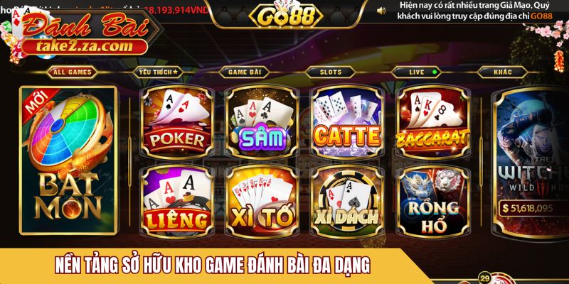 Nền tảng sở hữu kho game đánh bài đa dạng